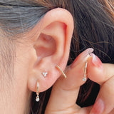 14K Solid Gold Mini Clover Stud