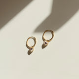 Fearless Garnet Heart Huggie Earrings in 14K Solid Gold