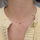 Fearless Garnet Heart Choker Necklace in 14K Solid Gold