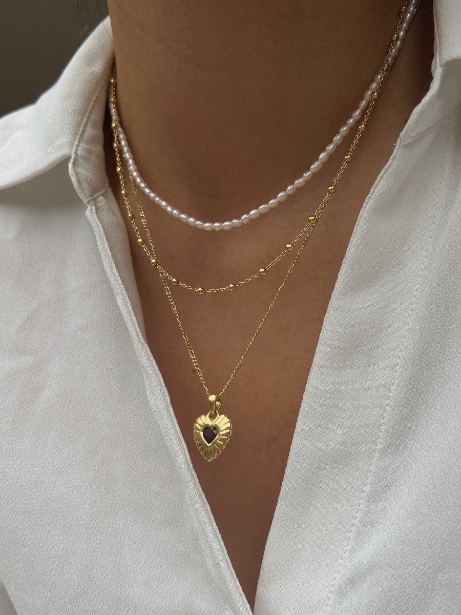 Garnet Gold Heart Pendant