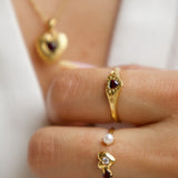 Fearless Garnet Heart Signet Ring