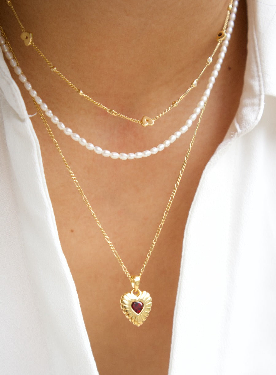 garnet heart pendant necklace