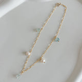 Aquamarine Pearl Anklet