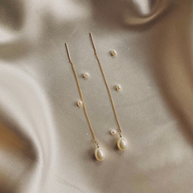 Audrey Pearl Threader Earrings